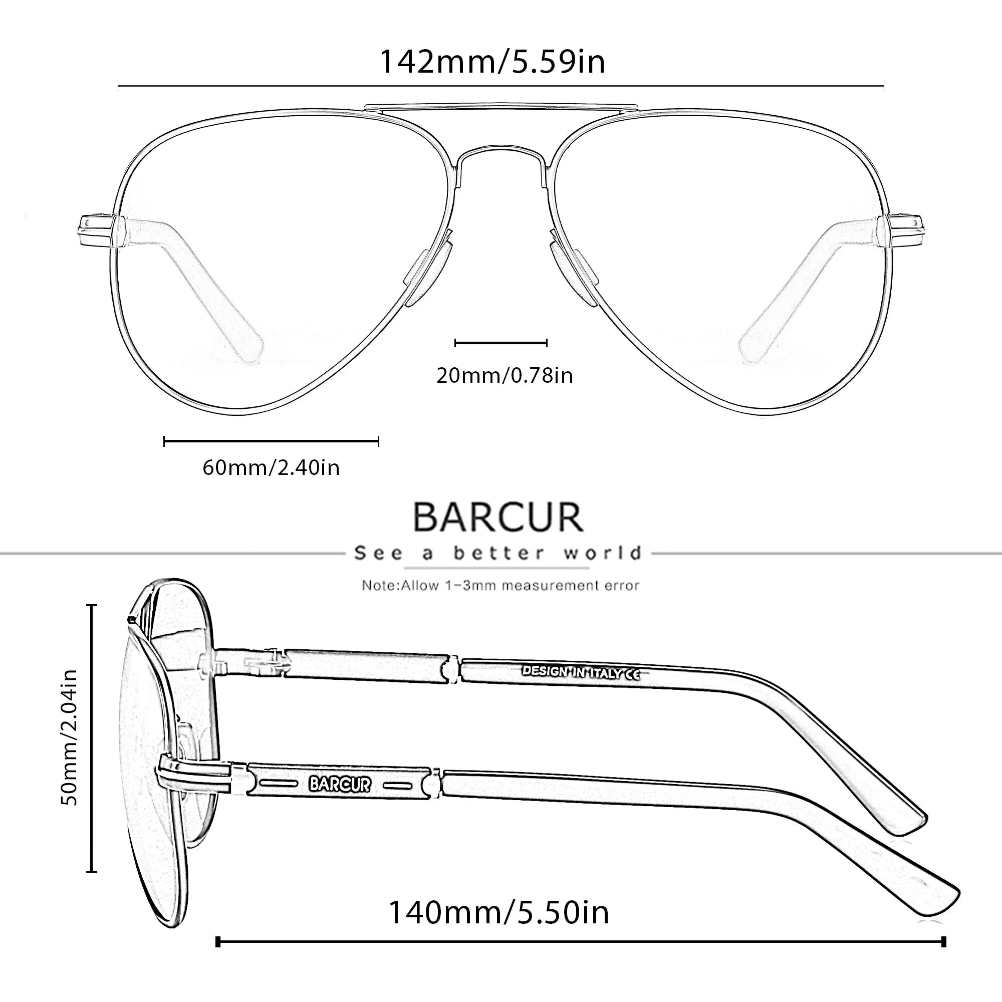 Óulos de Sol masculino BARCUR AVIATOR